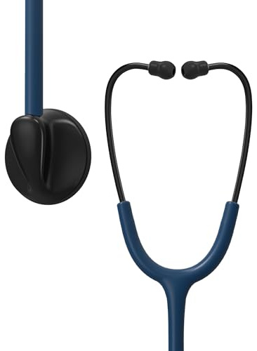 Clairre Single Head Stethoscope for Doctors/Nurses/Nursing School Students, Medical and Home Use with Accessories Name Tag (Navy Blue Tube, Without EVA Case)