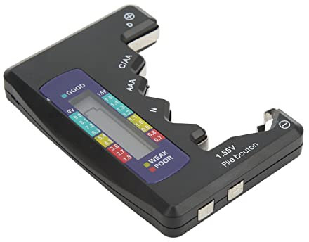 Battery Capacity Gauge Digital Tester Universal D C N AAA AA 9V 1.5V Button Cell Analyzer Digital Battery Capacity Cell Analyzer Battery Tester Digital (Negro)