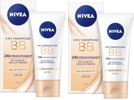 2x Nivea 5in1 Tagespflege BB 24h Feuchtigkeit Heller Hauttyp LSF20 je 50ml Creme