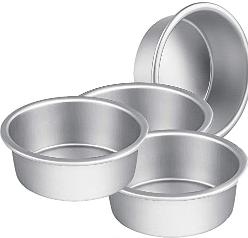 Sunmeit 4-Pack Rund TåRtform Non-Stick TåRta Djupa TåRtformar Bakform Fast Bas TåRtform för FöDelsedag BröLlopståRta Bakning