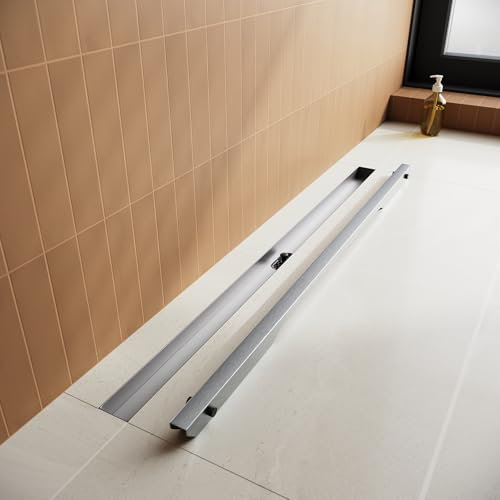 SUNXURY Canalina per doccia, 50 cm, in acciaio inox, set completo, con sistema antiodore e filtro per capelli a 360°, ultra sottile