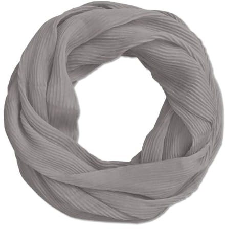 Soul-Cats Extra-leichter Plissee-Loopschal Trendfarben Damen luftiges Halstuch Frühling Sommer, Farbe:hellgrau