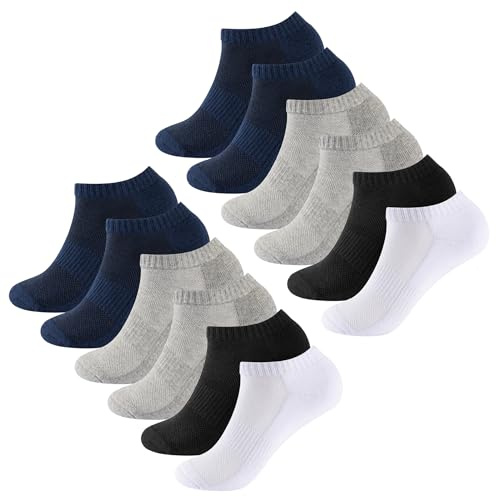 The Essentials Wardrobe 12PK Mens Half Terry Trainer Socks - UK 6-8.5/EU 39-42.5 - Assorted