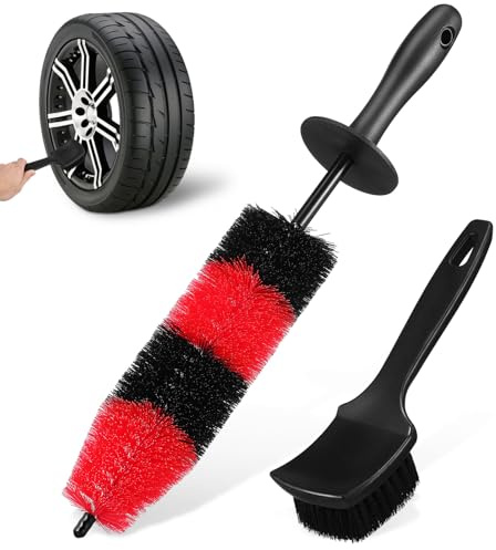 DINHEAROM 1Juego Cepillos de Limpieza de Ruedas Ergonómicos Limpiador de Llantas con Cerdas Cepillo para Detalles de Automóviles para Limpiar Exterior