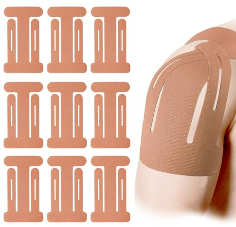 10pcs Bandes de Kinésiologie pour Épaules, Bandes Athlétiques Respirantes de Qualité Supérieure Sans Latex Prédécoupées Kinésiologie Épaules pour Maison Bureau Fitness Sport