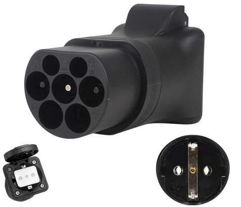 Adaptateur de Type 2 vers Schuko, 3500 W 16 A 220 V Type 2 - Adaptateur de Charge EV pour vélos électriques, Scooters, fauteuils roulants électriques, Type 2, Chargeur de Voiture