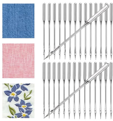 30PCS Universal Heavy Duty Sewing Machine Needles | Sizes110/18, 100/16, 90/14, Industrial Sewing Machine Needles, for Thick Fabric Including Canvas Leather Embroidery Jeans