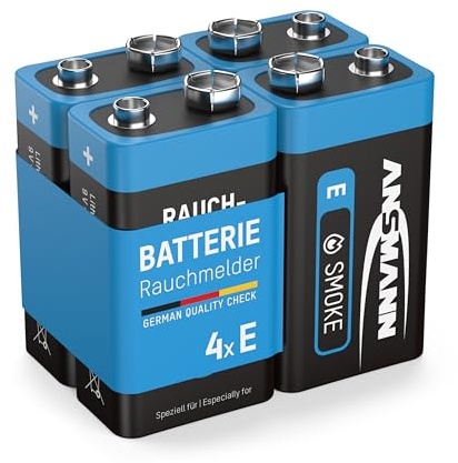 4 ANSMANN Lithium longlife Rauchmelder 9V Block Batterien - Premium Qualität für höhere Leistung, 9V Batterie ideal für Feuermelder, Bewegungsmelder, Alarmanlagen & Kohlenmonoxid Warnmelder