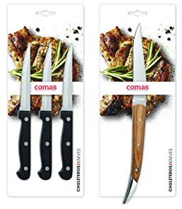 Comas Chuleteros HQ K2 Nero Coltello da Bistecca con Manici in Legno, Argento, Pezzi