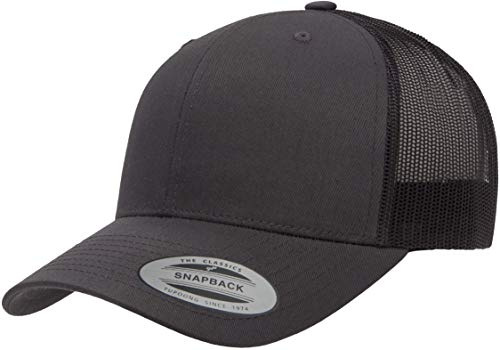 Yupoong Men's Single Trucker Hat, Charcoal, One Size