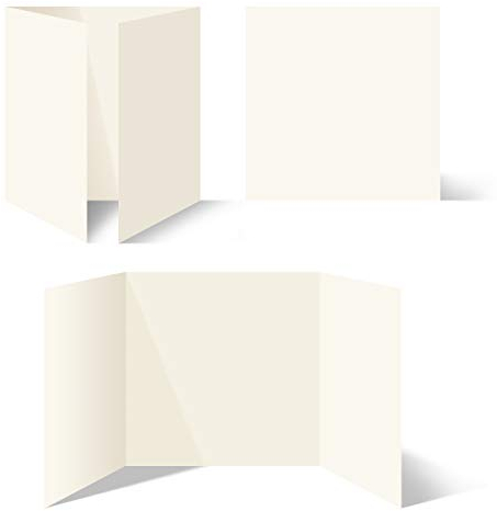 50 Blanko Klappkarten Altarfalz Quadrat 148x148mm Naturpapier Set Papier wählbar