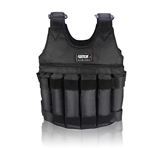 Estink Chaleco de Peso Ajustable, 50 kg, Chaleco con Pesos extra¨ªbles, Chaleco vacío sin placa de acero, Chaleco de Tela Oxford con 12 Bolsas para Entrenamiento, Fitness