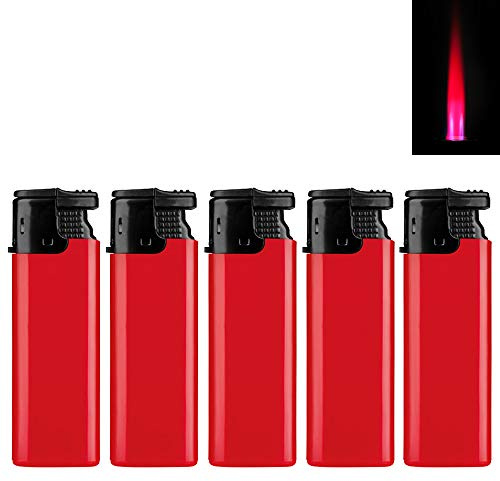 Sepilo Calidas - Mechero de gas con llama turbo, recargable, resistente al viento (rojo, 5 mecheros)