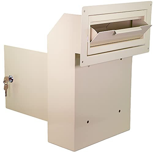 Pochar Door Drop Box for Mail, Rent, Deposit, and Night Key - Through The Door Locking Steel Mailbox with Rear Access (Light Gray)