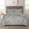 PRIME LINENS Duvet Cover Set 4 Pcs Polyester-Cotton Quilt Cover Bedding Set With Pillow Cases and Extra Fitted Sheet Included Easy Care (Grey, King 4 Piece)