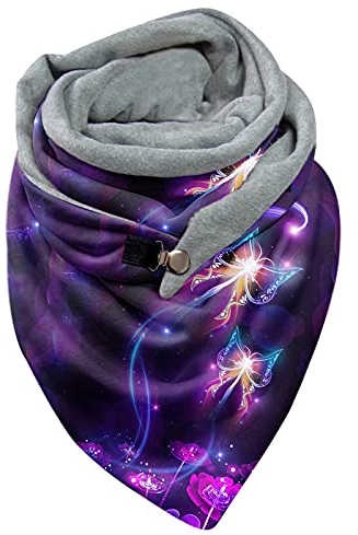 Dorjuli Frauen Schal Mit Knöpfen Elegant Klassischer Persönlichkeit Geometrische Kaschmir-Schal mit Button Herbst Valentinstag Ein Weicher Schal als Geschenk, Lila, Einheitsgröße