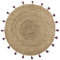 Douceur d'Intérieur, Teppich, rund, Durchmesser 120 cm, Shira, Bordeaux, Jute, mit Pompons