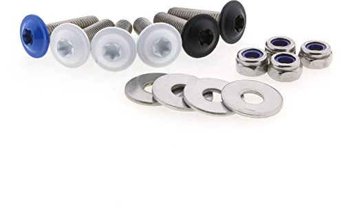 6X Kennzeichen Schrauben Set Edelstahl KURZ | M5x12 mit Flansch | für Kennzeichenhalter Stärke von 2-7mm | Motorrad, Moped, Roller Nummernschild Halter