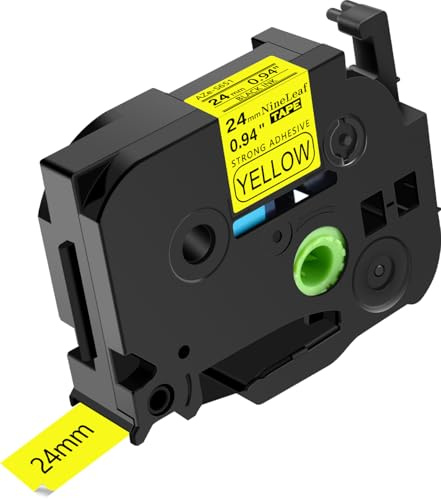 NineLeaf 20 x Kompatibel für Brother P-touch TZe-S651 TZS651 AZe-S651 24mm 0.1'' Extra-Stark Klebend Schwarz auf Gelb Laminiert Etikettenband für Ptouch PT-E500VP E550W E550WVP P700 Beschriftungsgerät