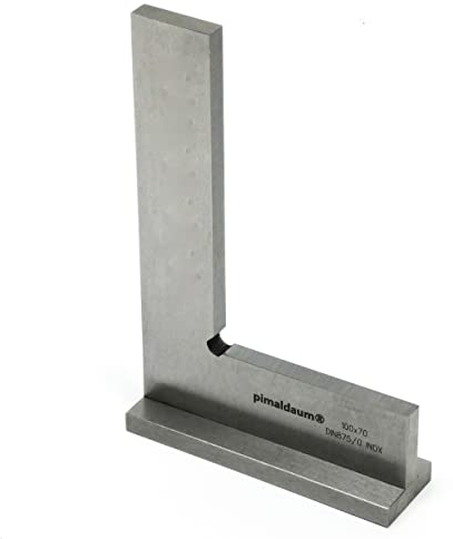PIMALDAUM® Ángulo de tope, ángulo plano de 90° con tope según DIN 875/0, acero inoxidable (metal, 100 x 70 mm)