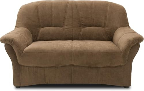 DOMO. collection Sofa Bahia FK, 2er Couch mit Federkernpolsterung, Federkernsofa in klassischem Design, 2 Sitzer, Polstermöbel 153 x 57 x 91 cm (BxTxH), braun