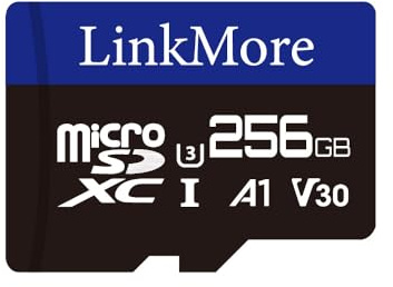 LinkMore Scheda Micro SDXC, A1, UHS-I, U3, V30, compatibile con classe 10, adattatore SD incluso (256GB, A1 V30)