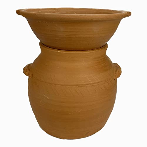ARTIGIANATO VULCANO Couscussiera marocchina in Terracotta Naturale cm 30 * 27*h35