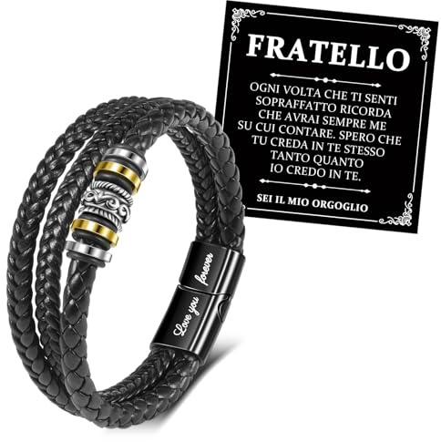 YELUWA Bracciale Caro Fratello, Regalo in Pelle Intrecciata Da Uomo, Regali Per Lui, Di Compleanno Per Il Fratello Maggiore o Fratellino