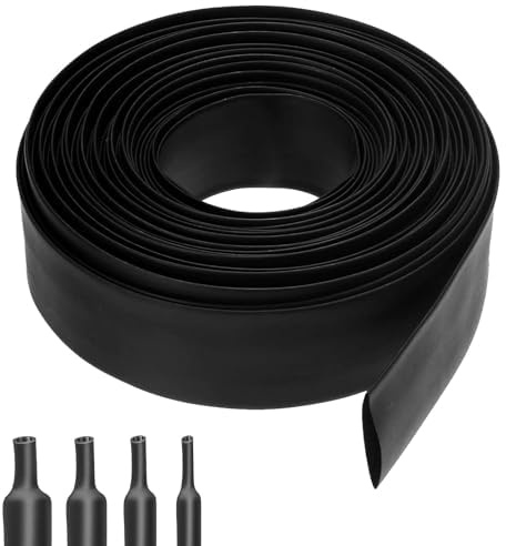 APOMOONS 2m Tubo Termorretráctil 4:1 Ø12/16/32/52mm, Tubo Termoretractil con Pegamento, Funda Termoretractil para Cables, Tubos Termorretráctiles, Tubo Termorretráctil Negro (32mm x 2m)