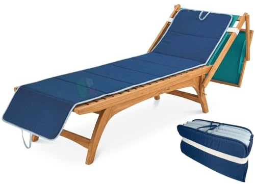 Tata Home Cuscino Imbottito per Sdraio Lettino Materassino Prendisole Pieghevole Cuscino Poltrona Sdraio Relax Trasportabile Salvaspazio Misura Maxi 52x200 cm Blu Avio