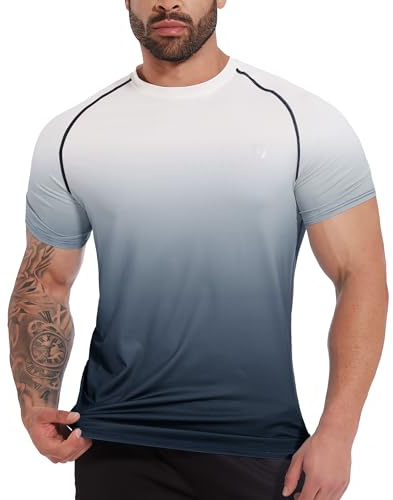 MEETWEE Rash Guard Hombre, Camisa Manga Corta Camiseta UV Camisetas Deporte Técnicas Deportiva T-Shirt de Protección Solar UPF50+ para fútbol Atletismo Correr o Montañismo Surf