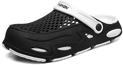Lewhosy Zuecos para hombre zapatos de jardín ligeros transpirables zapatillas zapatillas playa zapatos sandalias, Negro , 44/45 EU