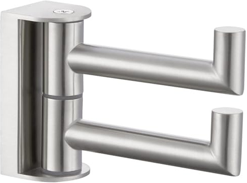 APLusee Double Swivel Towel Hook, Brushed Nickel, 304 Stainless Steel