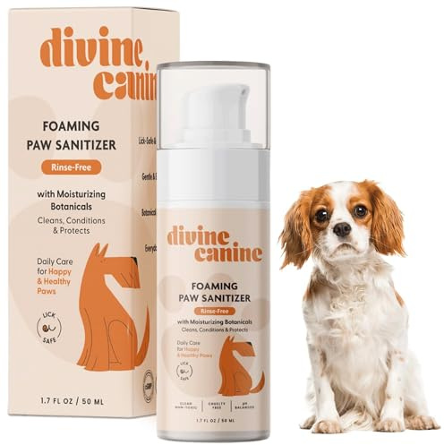 Foam Dog Paw Cleaner – Travel Friendly 50ml Dog Shampoo for Paws – Alcohol-Free Foaming Paw Sanitiser – Made with Coconut, Aloe, Copaiba Oil, and Lemongrass Oil to Nourish and Clean Paws