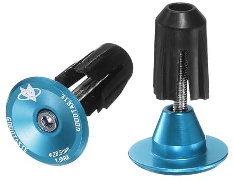 sourcing map Bar End Plugs Aluminum Handlebar End Caps Bike Plugs Expanding Locking for MTB Road BMX Fixed Gear Bike, Blue