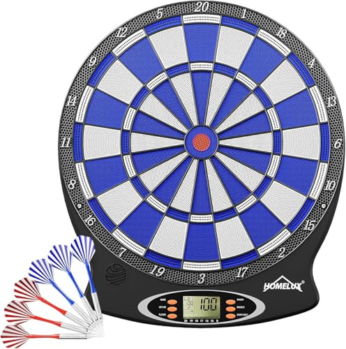 HOMELUX Elektronisk darttavla med 6 pilar, 18 spel och 159 variationer | LCD-display darttavla elektronisk, elektronisk darttavla professionell, dartautomat, julklappar, upp till 8 spelare