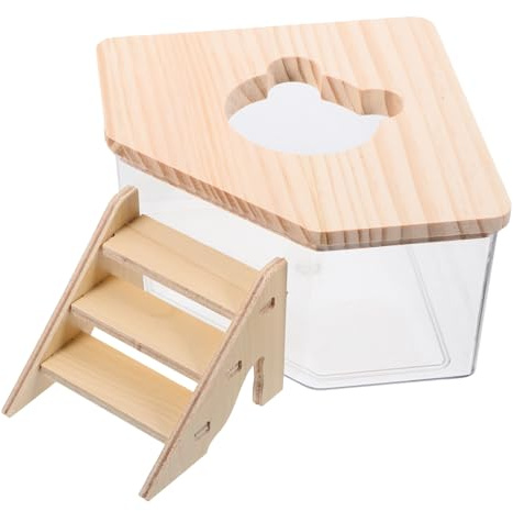 BESTonZON Boîte De Bain Sable Hamster Transparente Multifonction avec Rampe Bac à Sable Et Toilette pour Rongeurs Petit Animal Facile à Nettoyer Et Surveiller La Santé