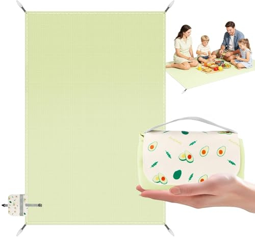 AKONE Picknickfilt 150 x 200 cm vattentät picknickfilt med avokadomönster