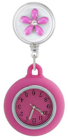 YUGSHNKFC Reloj retráctil de Enfermera con Solapa Colgante, Funda de Silicona y manecillas Que Brillan en la Oscuridad para turnos de Noche Reloj retráctil de Enfermera