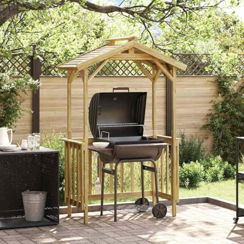 sephironlbb Cabaña para barbacoa de madera de pino impregnada, 133,5 x 63 x 200 cm, resistente a la intemperie, protectora y práctica para terraza, jardín, exterior, con espacio de almacenamiento y