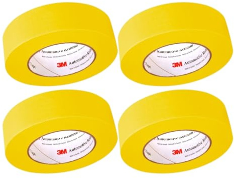 3M Automotive Refinish Masking Tape, 36 mm x 55 m, High-Temperature Resistant – 4-Pack for Clean Paint Lines
