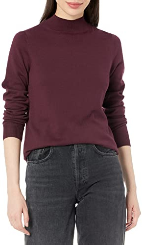 Amazon Essentials Sudadera ligera con cuello en pico (disponible en tallas grandes) Mujer, Burdeos, S