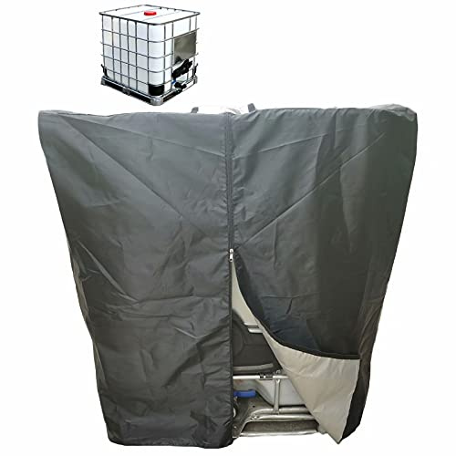 IBC Tote Cover with Zipper On One Side, Foil Cover Sun Protective Hood for Rain Water Tank 1000 L(275 Gallon) IBC Container Black