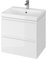 ECOLAM Badmöbel Waschtisch Waschbecken 60 cm + Schrank Moduo Waschbecken mit Unterschrank 2 Schubladen weiß, Soft Close, modernes Design