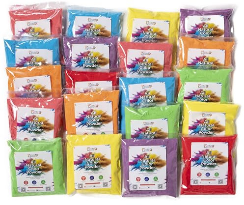 Kulture Khazana All Natural, Washable, Biodegradable, Holi Non-Toxic Color Powder 100gm Pack of 20, Perfect for Color Play