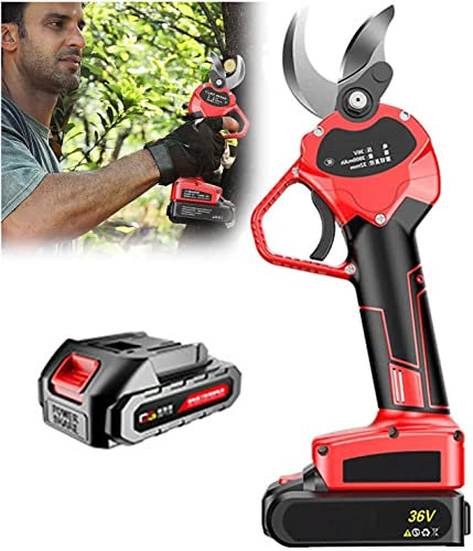 Podadera eléctrica para ramas de árboles, tijeras de podar eléctricas inalámbricas de 40 mm (1,6 pulgadas) de diámetro de corte, tijeras de podar eléctricas portátiles para arbustos, árboles frut