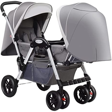 Dubbelbarnvagn, tvillingbarnvagn, barnvagn för tvillingar, mysig kompakt tvillingbarnvagn, tandem paraplybarnvagn för flickor och pojkar, dubbelsitsig tandembarnvagn, ägg