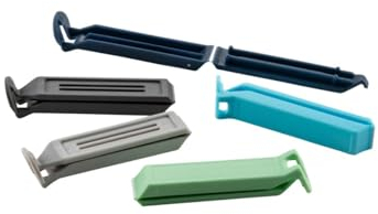 Tasty Verschlussclips - 5er-Set: Hochwertige Tütenclips aus Kunststoff PP, Ideal für Gefriertüten & Frischhaltebeutel, Länger Frisch ohne Aromaverlust, Blau/Grau/Grün