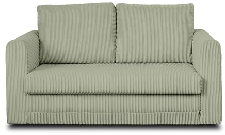 Best Möbel Marilia - 2-Sitzer Sofa – mit Schlaffunktion – aus Cord Salbeigrün