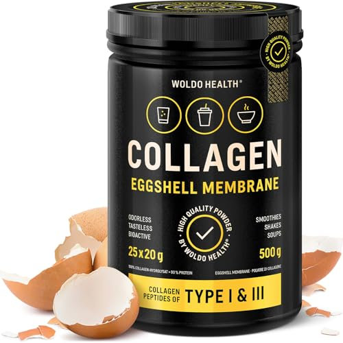 Collagène avec membrane de coquille d'oeuf en poudre 500g - Type 1 & 3 goût neutre et bien soluble